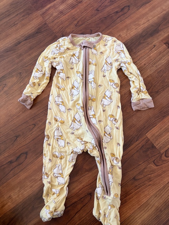 Disney Other - Baby Disney Yellow Winnie the Pooh Print Footed One-Piece
